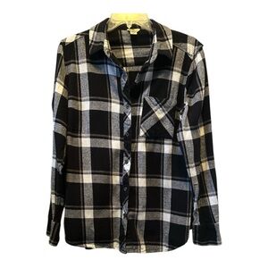 Woolrich flannel button down black white sz L